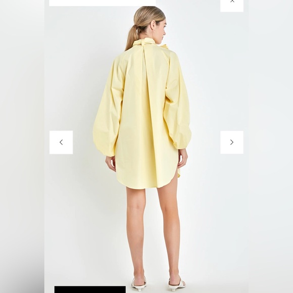 English Factory Cotton Tie-Neck Mini Shirt Dress - Picture 3 of 7